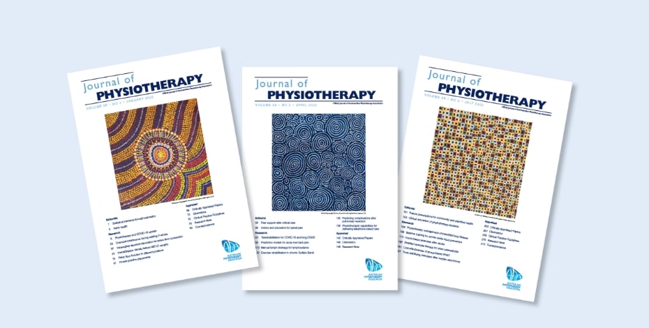 An image showing several issues of the Journal of Physiotherapy