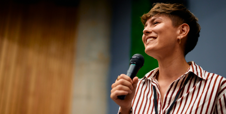 A woman giving a talk 