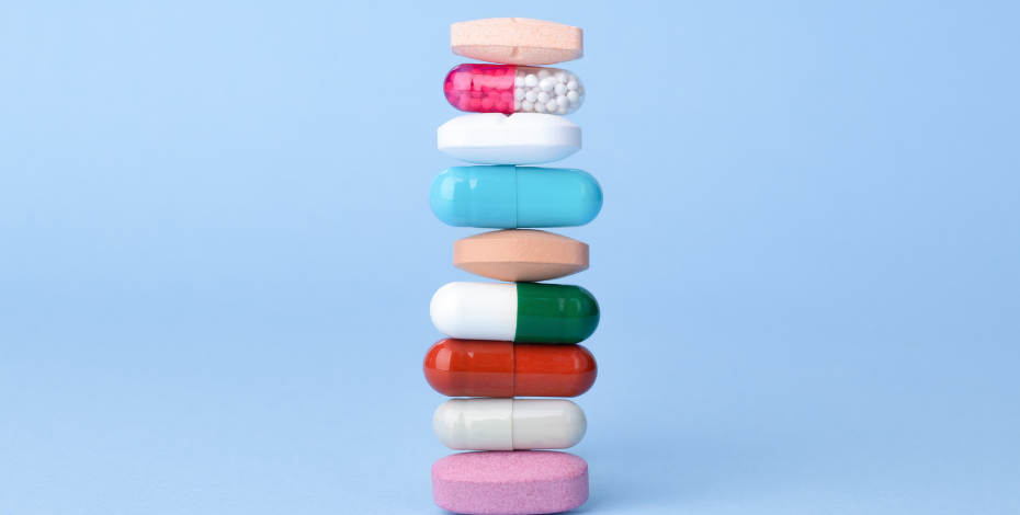 Pills stacked up on top of each other