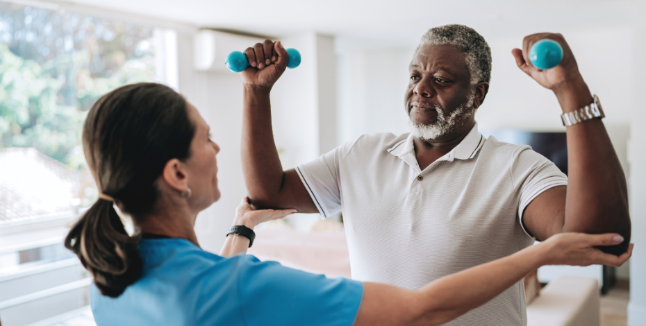 Man doing exercises with a physio