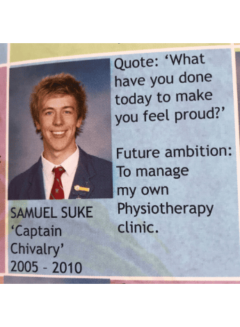 An excerpt from Sam Suke's yearbook. 