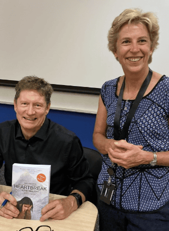 Judith Thompson doing some fundraising with Australian gynaecologist Dr Ray Hodgson in 2019.