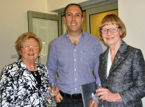 Ruth with lifelong friend and APA Honoured Member Pat Trott FACP and Professor Lorimer Moseley FACP.
