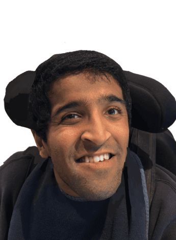 The photo is of Yatish Haveri, who lives with cerebral palsy