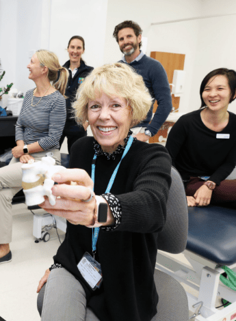 Erica Williams (centre) with advanced scope physiotherapy team members Jody Anning, Louise Matthews, James Farmer and Jennie Wong.