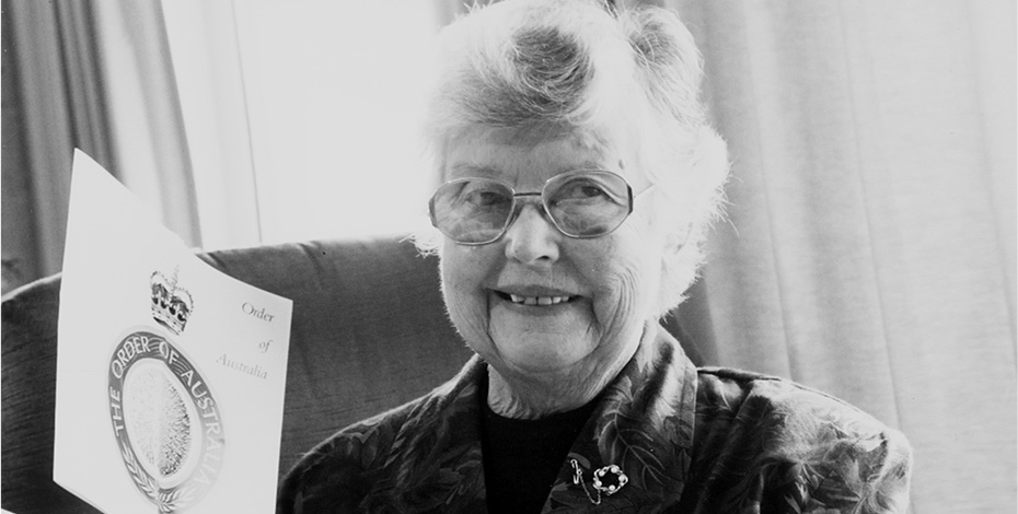 Alison Kinsman with her notification of Membership in the Order of Australia, June 2001