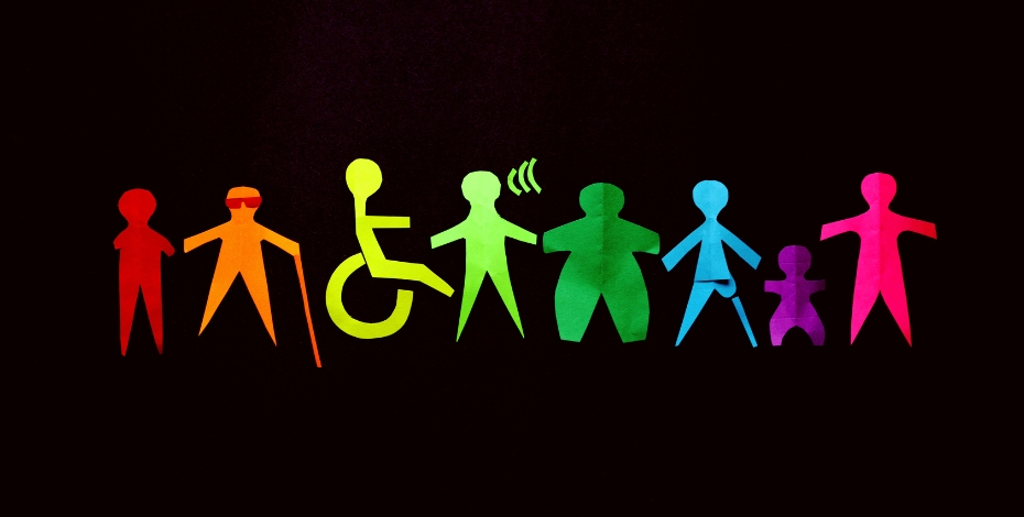 rainbow paper people depicting a verity of disabilities