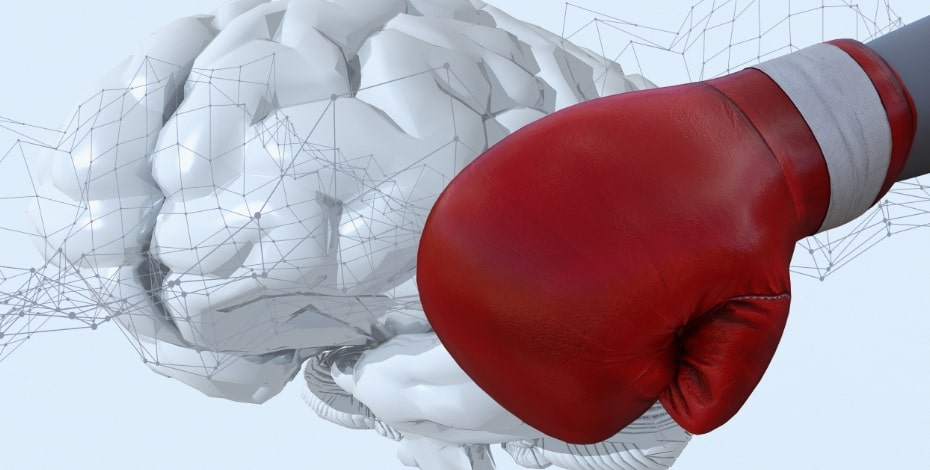 Brain and a red boxing glove
