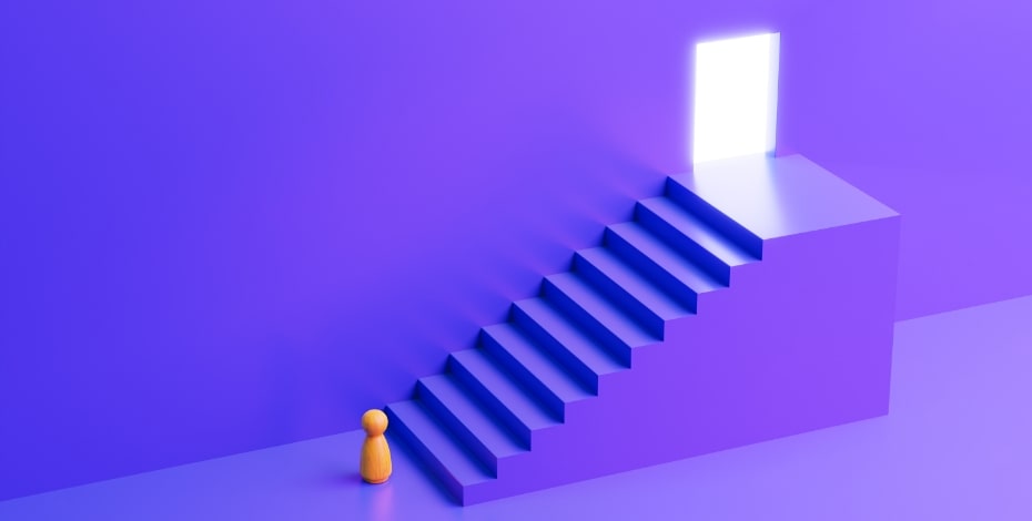 purple steps and a yellow figure