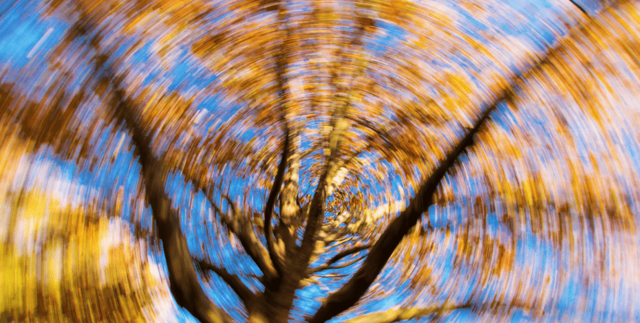 Blurry image of a tree, symbolising dizziness