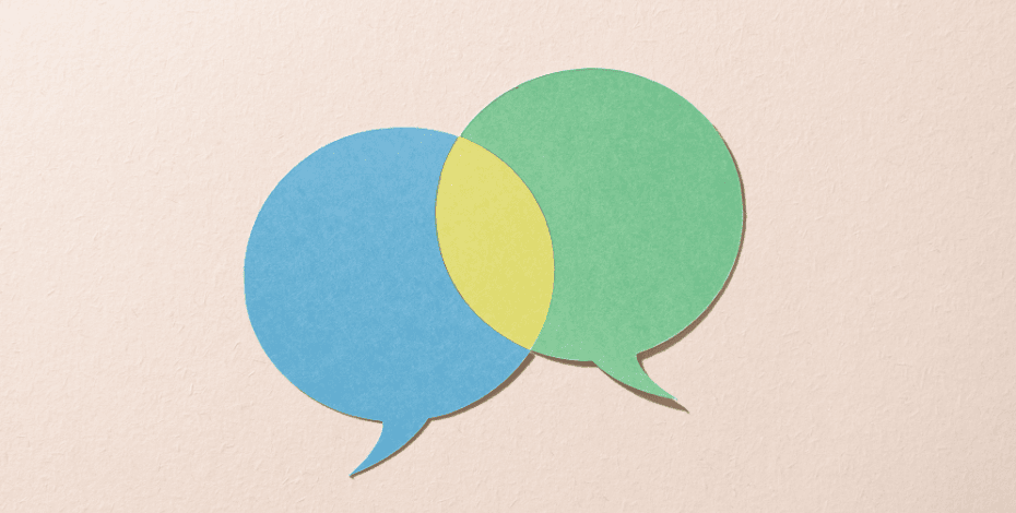 Two overlapping speech bubbles in conversation