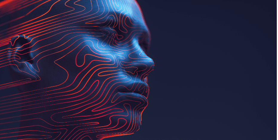 Graphic of a person's face with lines on it