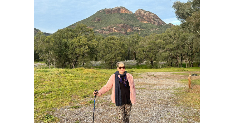 Picture of Sue Croft on a hike. 