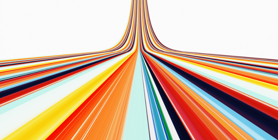 Colourful lines all headed in the one diction as if showing a clear route ahead. 