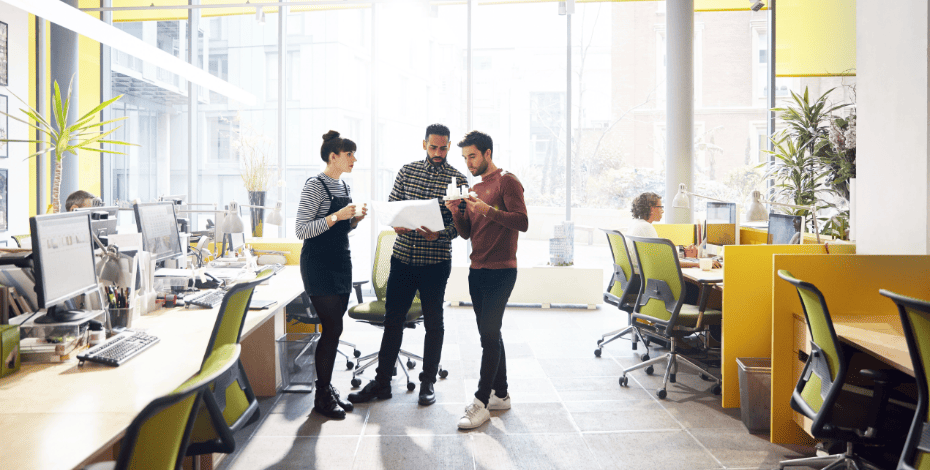 Employer and employees discussing probationary periods.