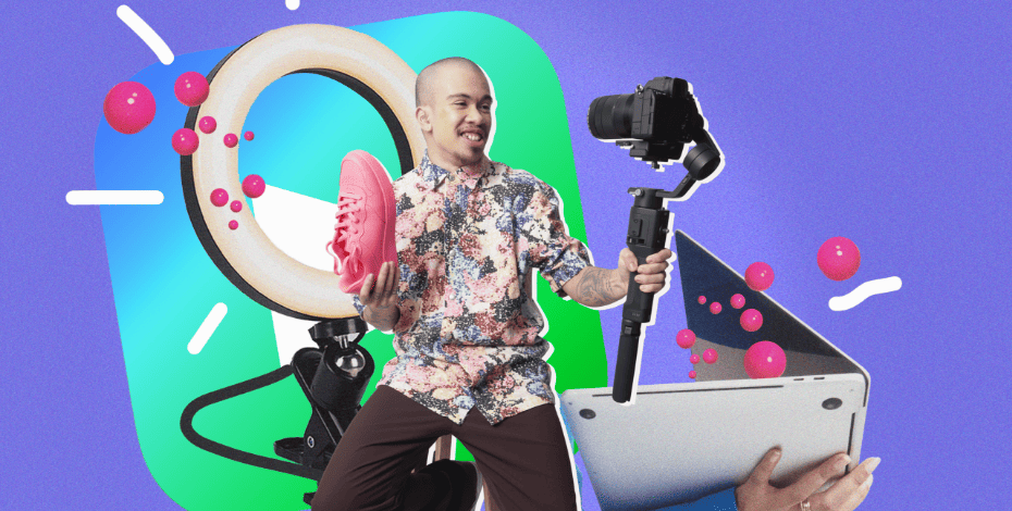A man filming a video of his product.