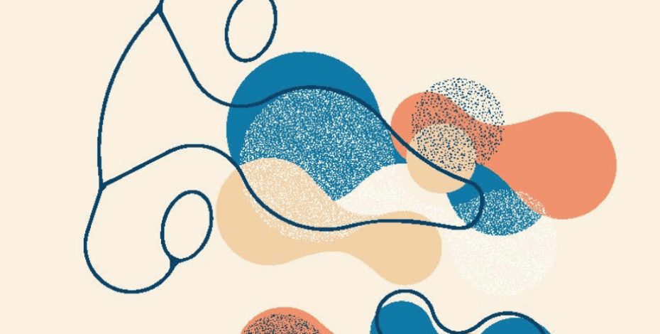 A graphic image abstractly representing the organs of the female pelvis