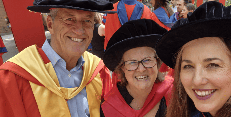 Continued education is a lifelong passion for Professor Kay Crossley, seen here with Professor Peter Brukner and Associate Professor Joanne Kemp.