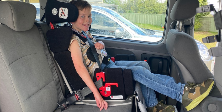 A child in a special, purpose-built car seat