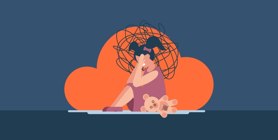 Illustration depicting a child experiencing mental anguish.