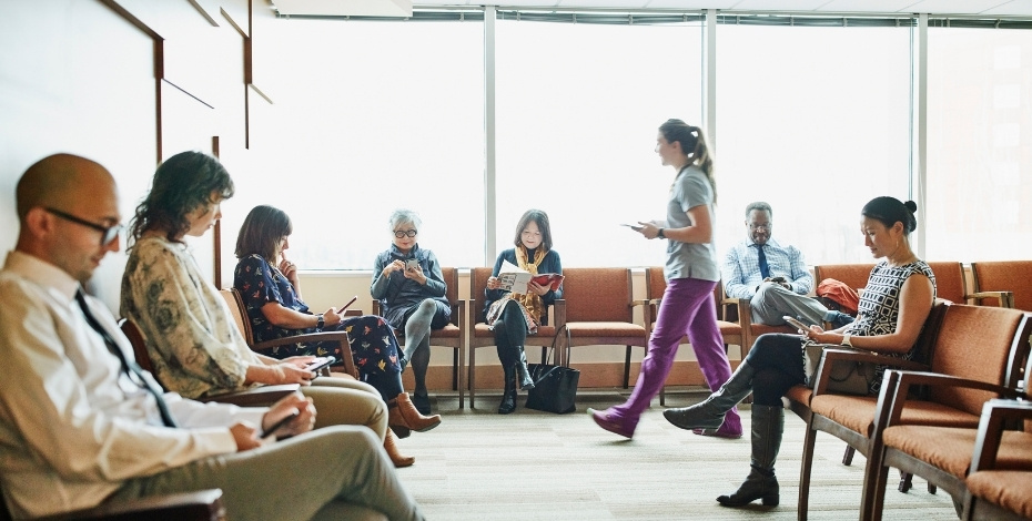 Patients in an urgent care waiting room