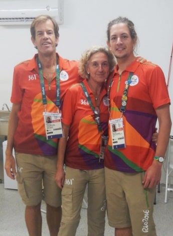 Phil Gabel with his wife Cathy and son Mat at the Rio Olympics in 2016.