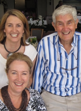 Jane Latimer (bottom left) and her younger sister Carolyn and father Frank Broderick.